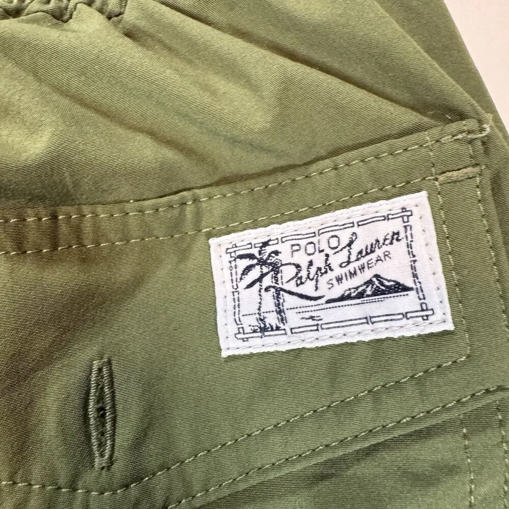 Polo Ralph Lauren Men’s Swim Trunks Olive Green Mesh Lined Drawstring